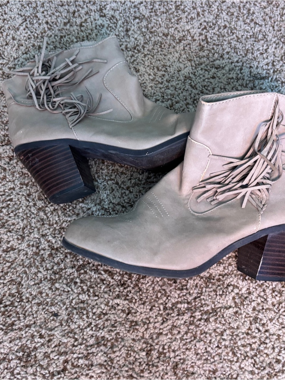 Sam & Libby Taupe Fringe Ankle Boots